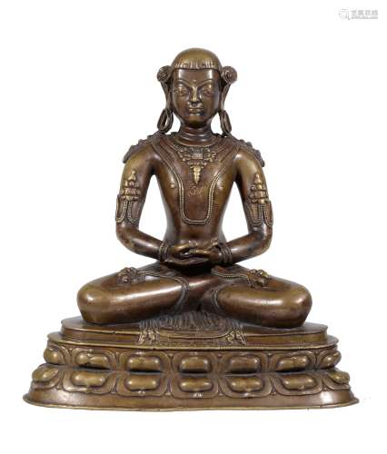 A Tibetan bronze figure of Amitayus , 14th/15th century