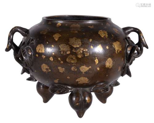 A Chinese bronze 'gold splash' censer, Qing Dynasty