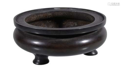 A Chinese bronze tripod censer, the base with four character mark 古希天子