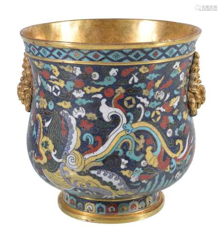 A Chinese cloisonné 'dragon' deep bowl, Qing Dynasty