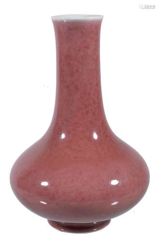 A Chinese 'peach bloom' vase , the ovoid body with a crushed strawberry glaze