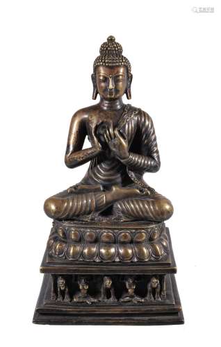 A brass alloy figure of Buddha, Western Tibet