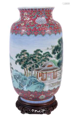 A good Chinese Famille Rose vase , Republican Period