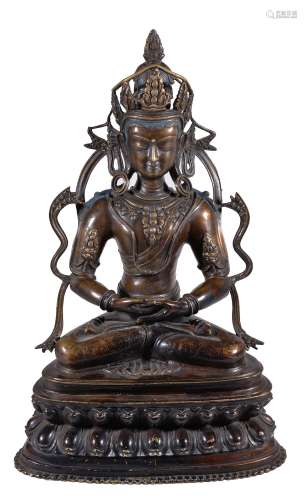 A brass figure of Amitayus , in Western Tibetan style