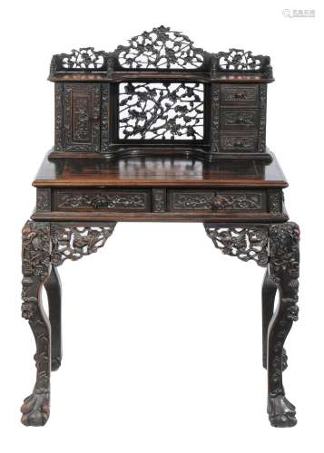 A Chinese hardwood writing desk , late Qing Dynasty