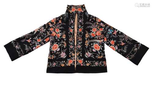 A Chinese silk ladies jacket, circa 1920's or 1930's, made from a silk shawl