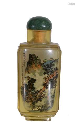 A good Chinese internally-decorated amber glass snuff bottle , mid-20th century