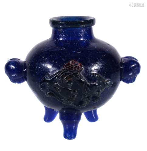 A rare Chinese Peking glass three-colour jar, Qing Dynasty
