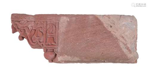 An Indian red sandstone architectural support, probably 19th century