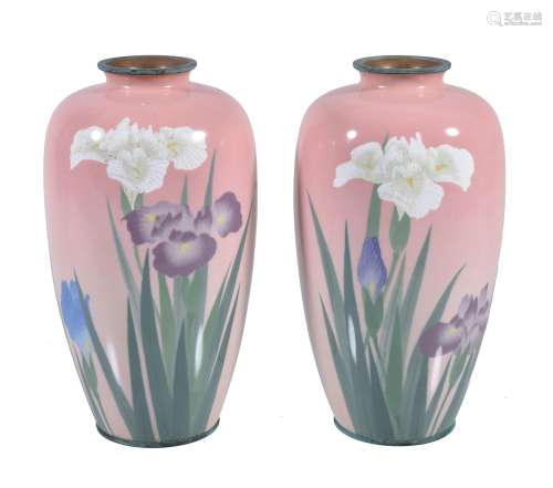 A Pair of Ando Company Musen-Shippo Vases