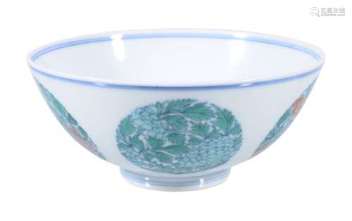 A Chinese Doucai 'medallion' bowl, with gently rounded sides