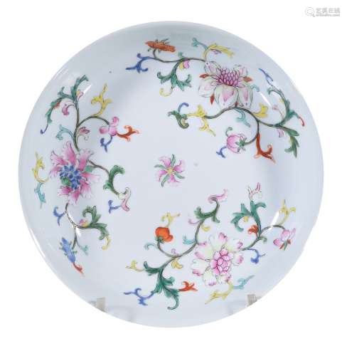 A Chinese Famille Rose saucer dish, Qianlong mark and period
