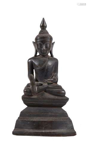 A Burmese bronze figure of Buddha , 18th or 19th century, seated in padmasana