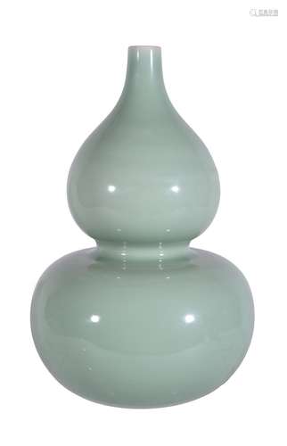 A Chinese celadon-glazed double-gourd vase