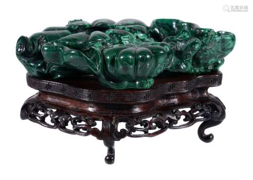 A good Chinese malachite brush washer , Qing Dynasty, 19th century