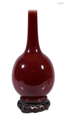 A Chinese Flambé vase , Qing Dynasty, the bulbous body with long slender...