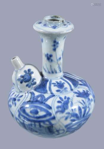 A Chinese Blue and White Kendi, Ming Dynasty , 17th century, with bulbous body