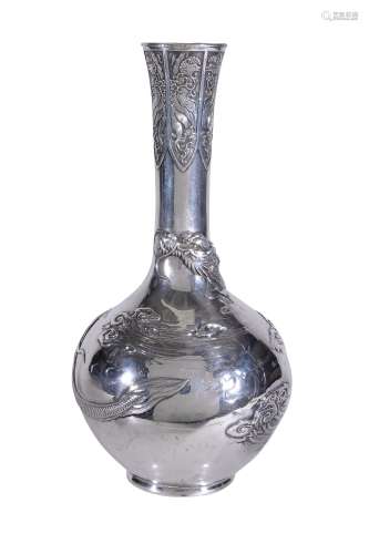 A Japanese silver vase , late 19th century