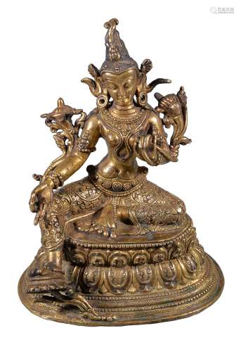 A Sino-Tibetan gilt-bronze Figure of Tara