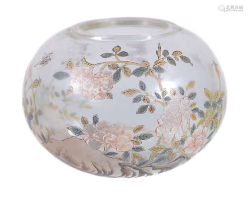 A Chinese 'Peking' glass small bowl, of ovoid form