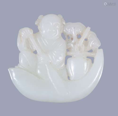 A Chinese white jade pendant, of even tone