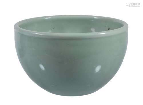 A Chinese celadon porcelain jardinière, with even green glaze