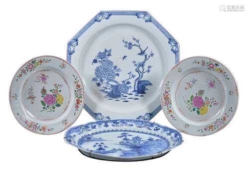 A pair of Chinese Famille Rose plates, Qianlong