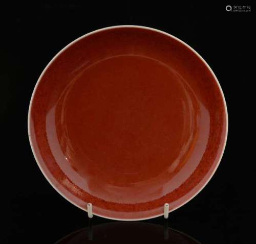 Chinese sang de boeuf glazed saucer dish, blue seal mark to base, 15cm diameter,