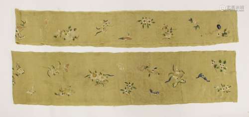A collection of Chinese embroidered sleeves, late Qing dynasty, comprising one pair with ...