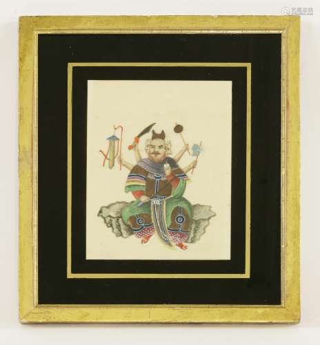 An album of twelve Chinese pith paper paintings, 19th century, with portraits of emperors, court ...