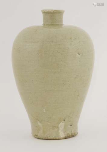 A Chinese Qingbai meiping, Yuan dynasty (1279-1368), of ovoid form under a celadon crackled glaze, ...