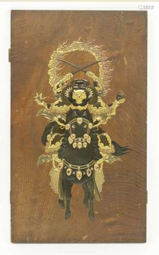A Japanese lacquered panel, Meiji period (1868-1912), based on an original woodblock print of ...