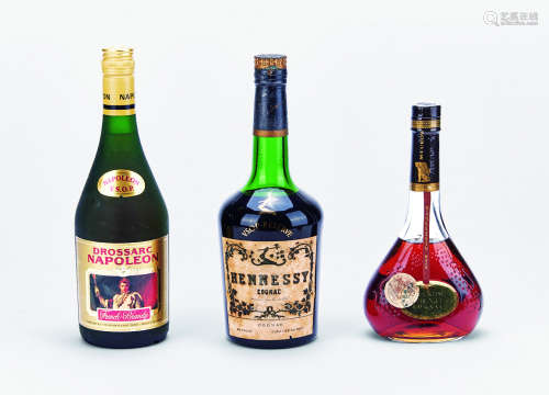 70-80年代 大将军拿破仑、轩尼诗VSOP及墨高法国白兰地 共3瓶