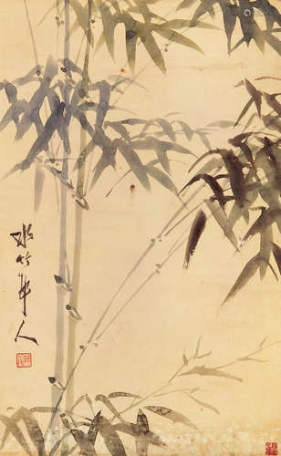 徐世昌（1855-1939） 绿竹 纸本设色 立轴