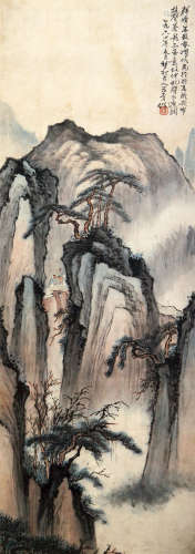 刘芷清（1889-1972） 群峰先径 纸本设色 镜框
