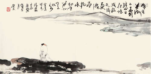 杨延文（b.1939） 贾岛诗意 纸本设色 镜心