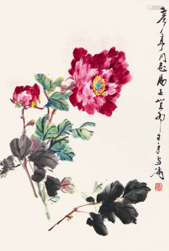 王雪涛（1903-1982） 国色天香 纸本设色 立轴