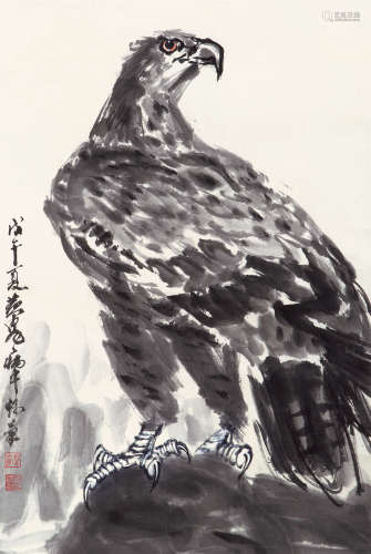 黄 胄（1925-1997） 鹰 纸本水墨 镜心