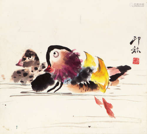 萧 朗（1917-2010） 鸳鸯 纸本设色 镜心