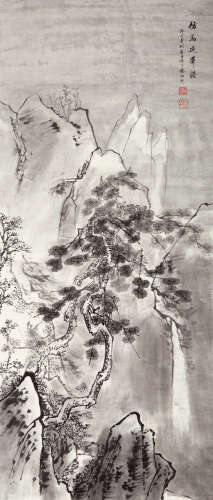 吴琴木（1894-1953） 仿马远山水 纸本设色 立轴
