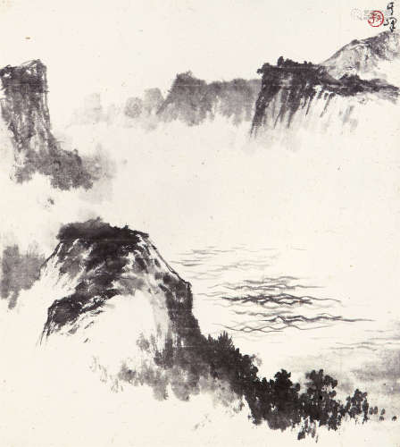 孙其峰（b.1920） 溪峡图 纸本水墨 镜心