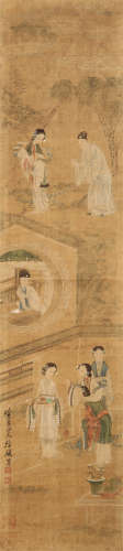 徐 砚（1866-1954） 西厢记 绢本设色 立轴