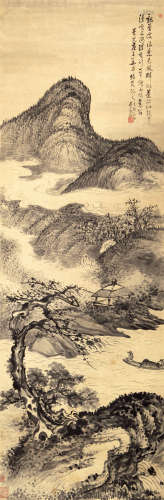 吴观岱（1862-1929） 烟雨钓艇图 纸本水墨 镜心