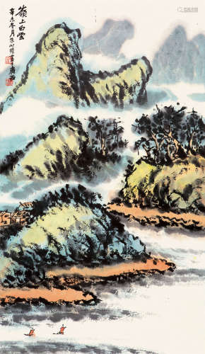 朱屺瞻（1892-1996） 嶺上白云 纸本设色 立轴