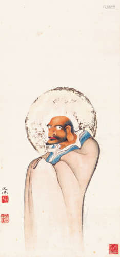 钱化佛（1884-1964） 达摩 纸本设色 立轴