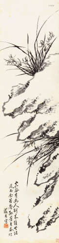 尹 溎（1851-1861） 兰石图 纸本水墨 立轴