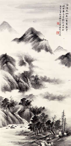 冯超然（1882-1954） 江流天地 纸本水墨 立轴
