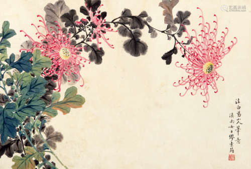 繆嘉蕙（1831-1908） 秋菊图 纸本设色 立轴