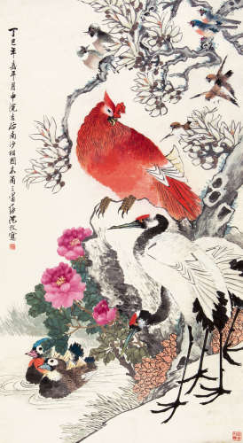沈 枚（1875-1949） 朝凤图 纸本设色 立轴