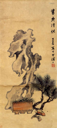 胡公寿（1823-1886） 书斋清供 纸本设色 立轴